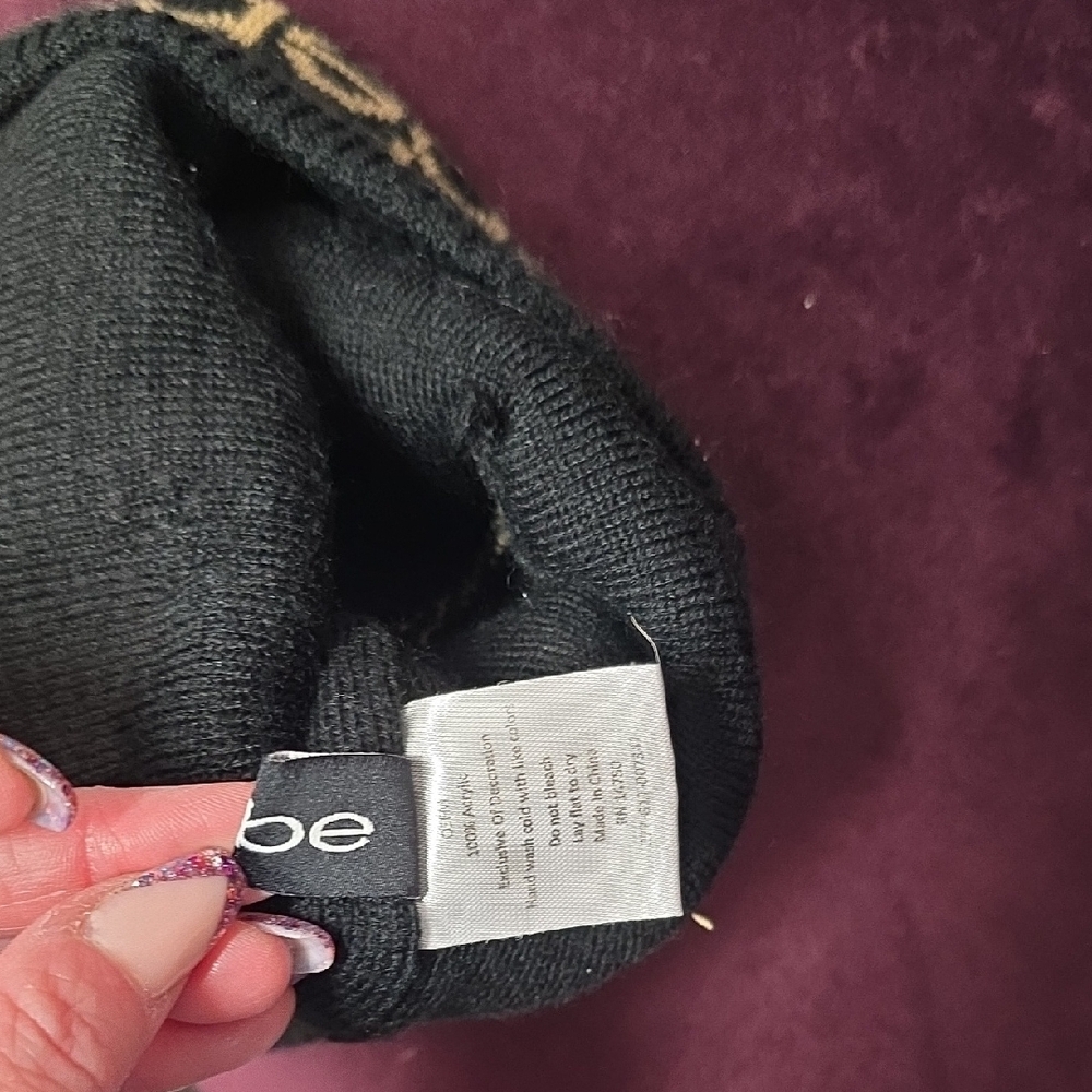 bebe Black and Gold Knit Beanie - Picture 4 of 6